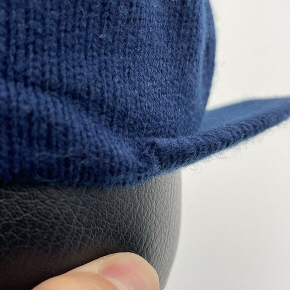 Vintage 90s Notre Dame Fighting Irish Blue Knit Brimmed Stocking Beanie Pom Hat - Picture 7 of 14